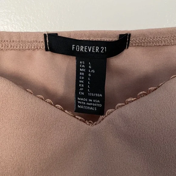 NWT Forever 21 Nude Dress with Lace details Size L - Picture 2 of 7